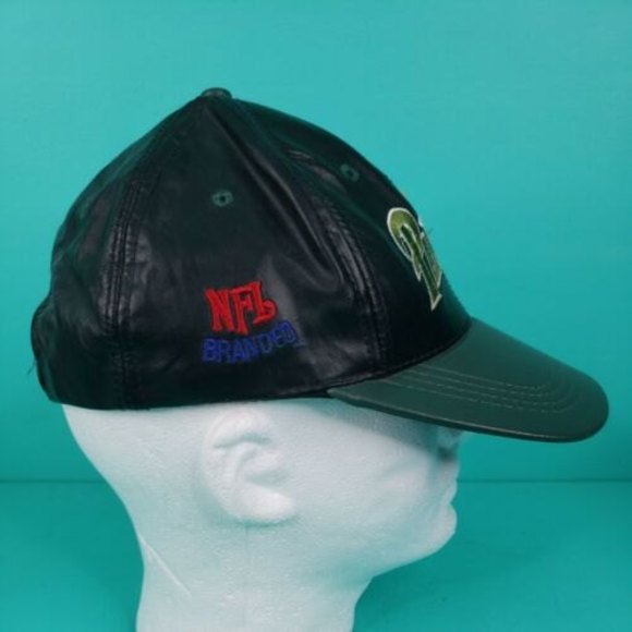 Green Bay Packers Hat Vintage 90s Genuine Leather Snapback Cap USA - Picture 3 of 11
